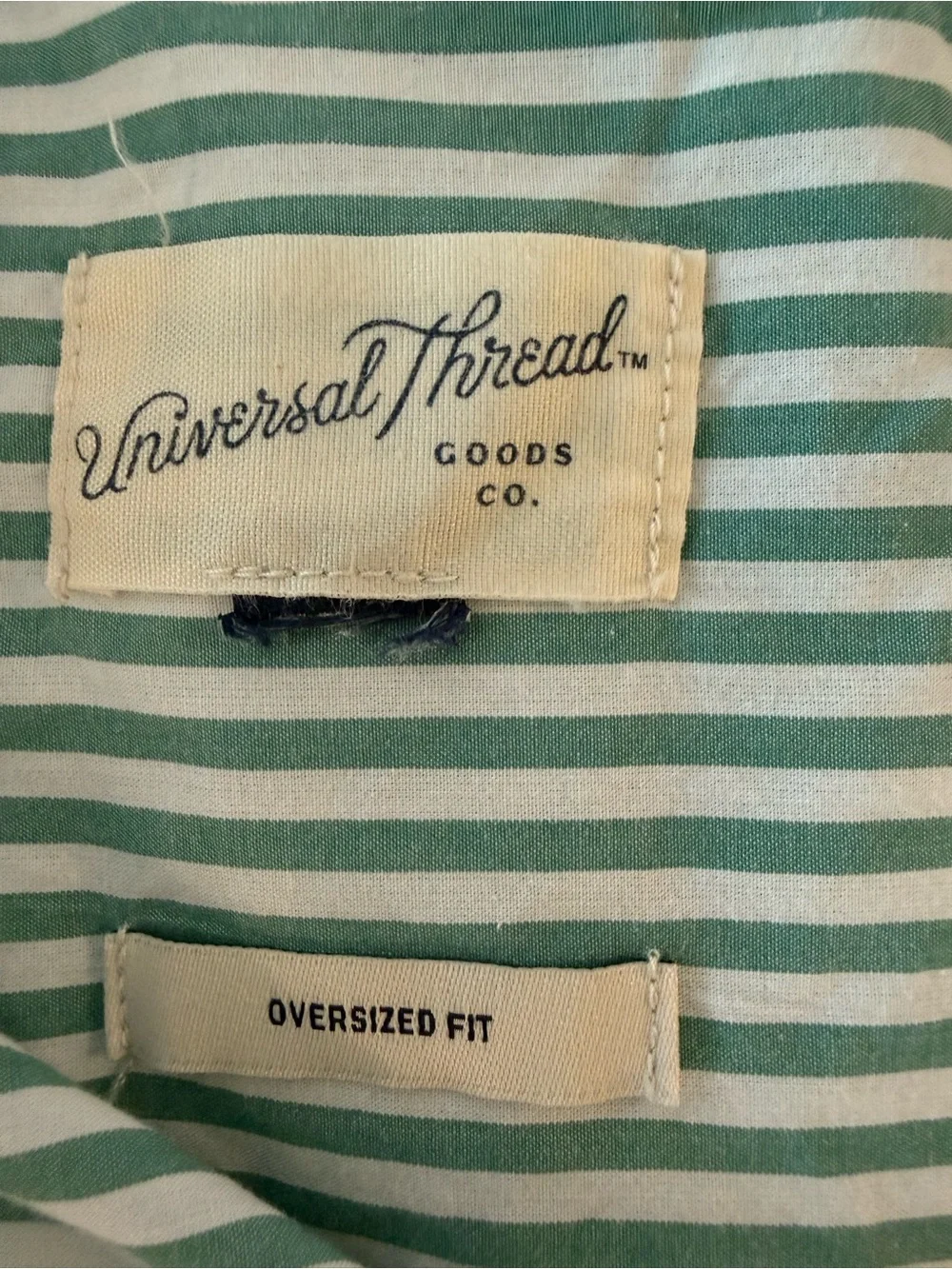 Universal Thread Green White Striped Oversized Cotton Button Down Boy Shirt L - Picture 9 of 10